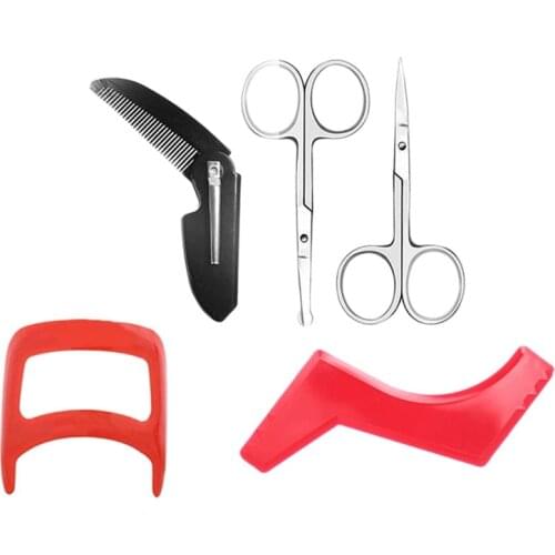 5Pcs Men Beard Grooming Kit Trimming Shaving Comb Shave Brush Tools Beard Care Styling Tool