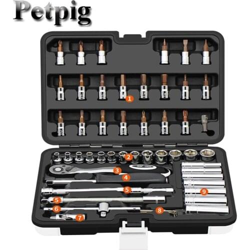Petpig Hand Tool Set Socket Wrench Household Tool Auto Repair Mixed Combination Package Multitool Car Repair Tool Set