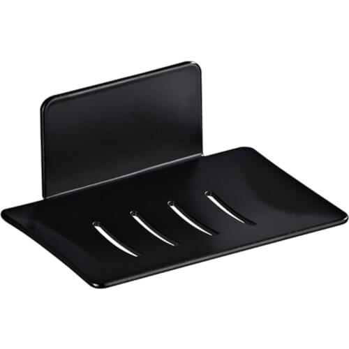 Space Aluminum Soap Dish Wall-mounted Drain Soap Rack for Kitchen Bathroom No Drilling Bathroom Shelf Black/Sliver