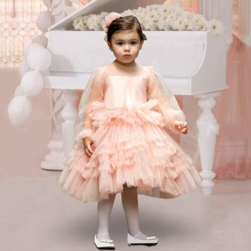 2021 New Piano Costume Long-Sleeved Puffy Mesh Princess Cake Dress Catwalk Dress Early Autumn Dress