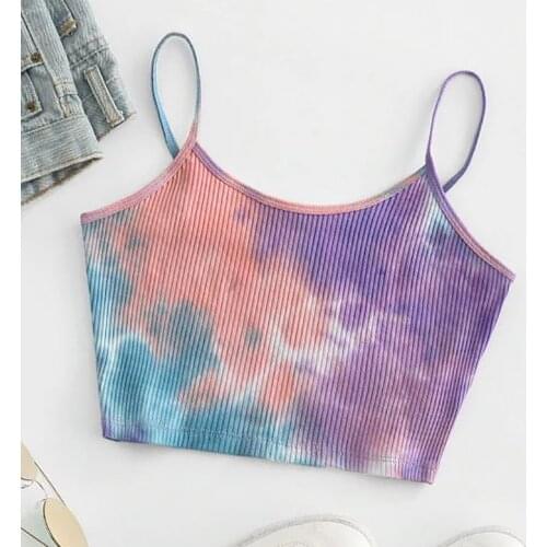 New Women Sexy Tie-dye Crop Tops y2k Summer Camis Women Casual Tank Tops Vest Sleeveless Crop Tops топ женский