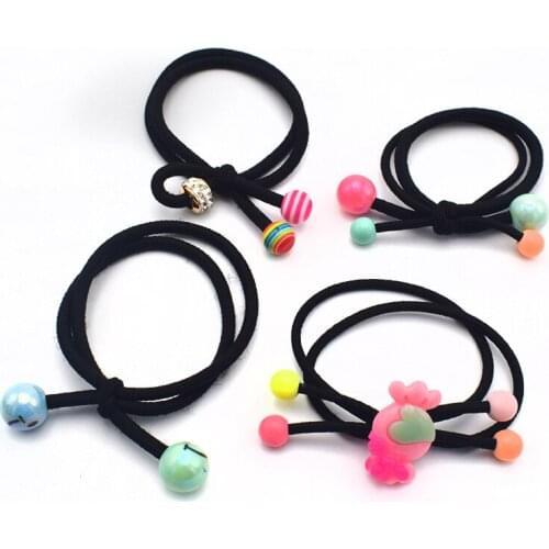 Wholesale 30 Pieces Mix Girl Elastic Hair Band Gum Scrunchy Hair Accessories Carton Round Ball Good Elastic Hair Rope for Women