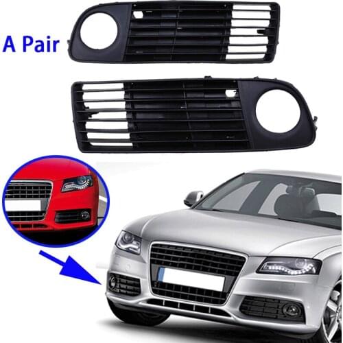 A Pair For Front Bumper Fog Light Frame Lower Grille Fog Light Grille 4B0807682S 4B0807681S for 1998-2001 - A6 C5