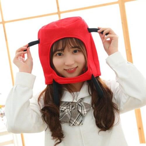Girls Plush Red Envelope Shape Doll Headgear Hat Cap Beanie Cosplay Photo Props Ears Hat Earflap Cap Head Warmer Photo Supplies
