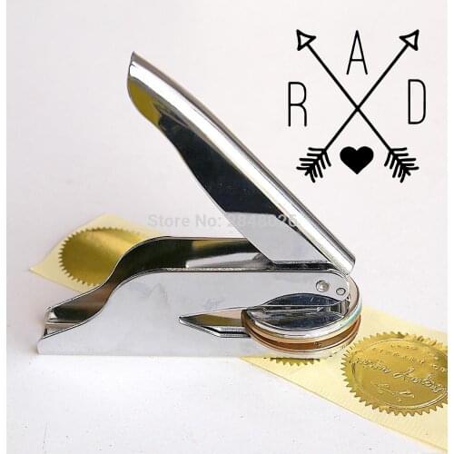 Custom Monogram with arrow Embosser Stamp,Personalized Wedding steel embosser,stamp,wedding logo seal, design your own logo