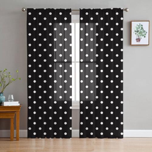 Polka Dot Black And White Simple Sheer Curtains for Living Room Kitchen Tulle for Windows Voile Yarn Curtains for Bedroom