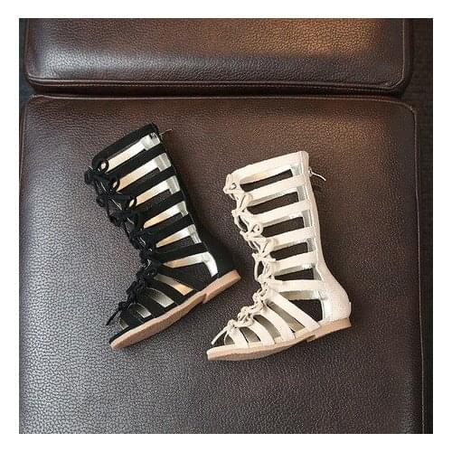 Girls Sandals Childrens Shoes Mother & Kids girls leather Gladiator summer princess shoes whole sale flat heels 2017 high cut