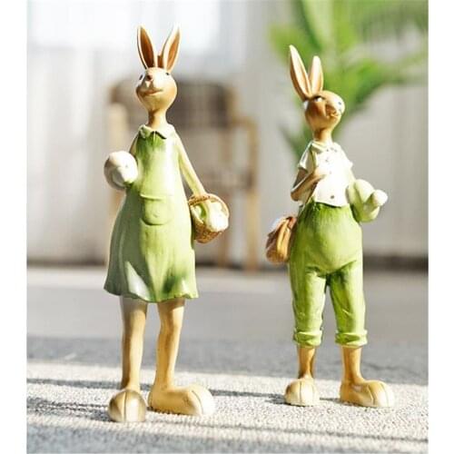 Rural Resin Crafts Pastoral Rabbit Fairy Home Decoration Accessories Bedroom Living Room Wine Cabinet Rabbits Furnishings
