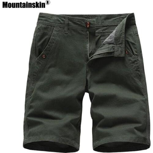 Mountainskin New Men Shorts 2020 Summer Mens Straight Cotton Casual Short Pants Fashion Solid Color Cargo Shorts Male SA904