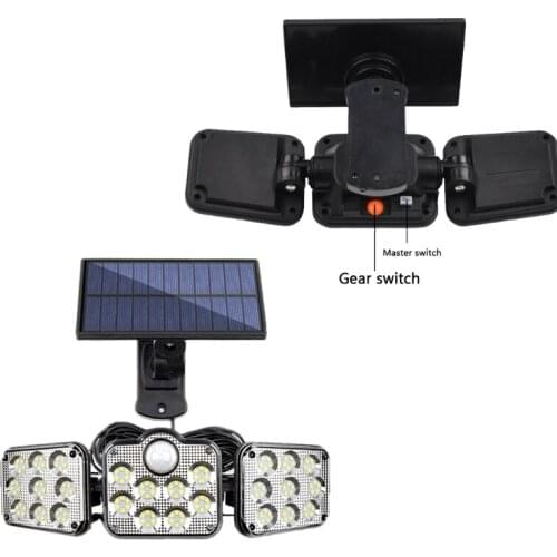Solar Security Lights 3 Head Motion Sensor Light 138LED Flood Lights Outdoor Spotlights IP67 Waterproof for Porch Garden