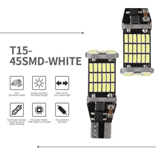 Car Tail Bulb StopLight Reversing Light Brake Lamp White 12V 6000K Signal Lamp Canbus T15 4014 45SMD P21W W16W NO FAULT