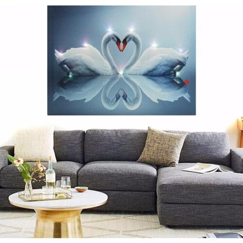 LED Light Up Love Swan Canvas Print Picture Wall Hanging Christmas Decor 30x40cmCanvas Wall Art Pictures Home Decor Living Room