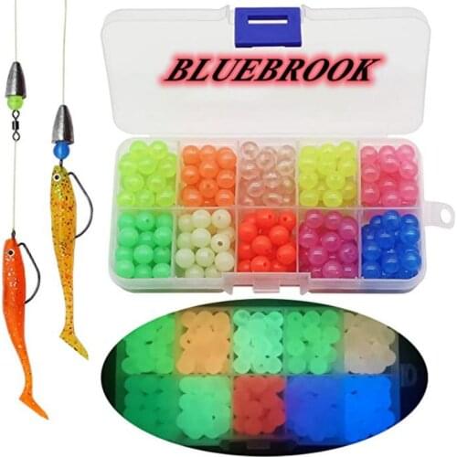 BLUEBROOK 1000PCS Glow Fishing Beads Luminous Lures with Tackle Box Round Egg Beads Assortment Kit Freshwater for Fishing Tools