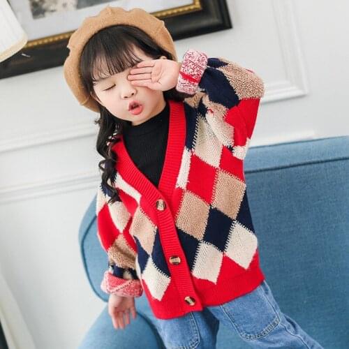 Boys Girls Sweater Cardigans Toddler Girls Knitwear Childrens Long-Sleeve V-Neck Kids Sweater Coat