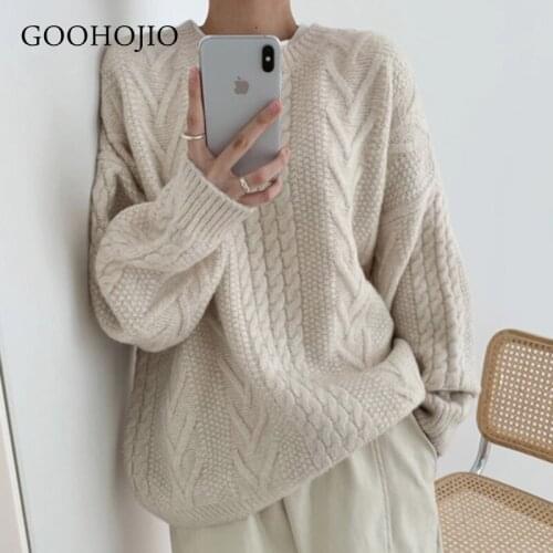 Goohojio Loose Autumn Sweater Women 2020 New Korean Elegant Knitted Sweater Oversized Warm Female Pullovers Fashion Solid Tops