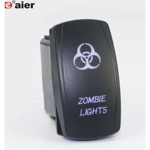 1PC 20A 12VDC 24VDC Black 5Pin ON OFF Plastic Dual Blue LED Illuminated Waterproof Rocker Switch For Marine Car Truck