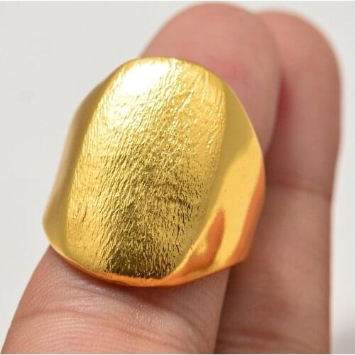 Dubai Africa Gold Color Rings for Women Girls Jewelry Party Items RingsSmooth sand grain Wedding ring