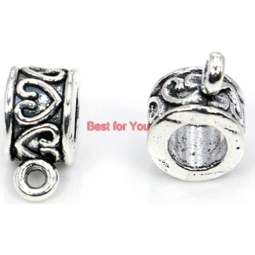 10pcs Tibetan Silver Plated 4mm Hole Beads Charm Bail Connector Bead Jewelry Findings Accessories Handmade