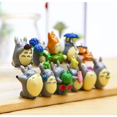 12Pcs Childrens toys small and cute Hayao Miyazaki Totoro doll ornaments micro landscape decoration umbrellas Totoro Kids Gift