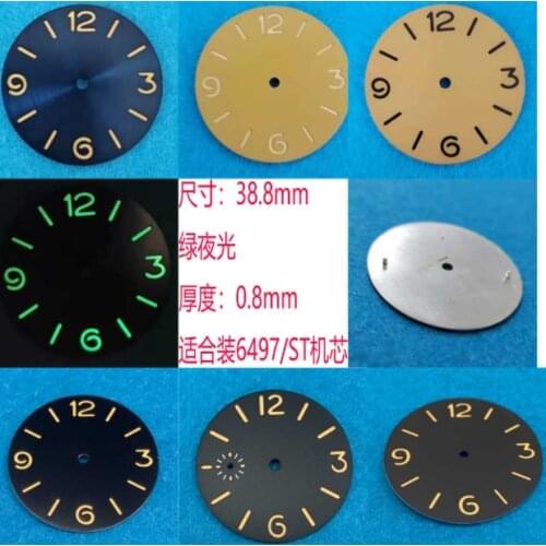 38.8mm Green Luminous Sterile Watch Dial for ETA 6497 6498 Movement Select Colors