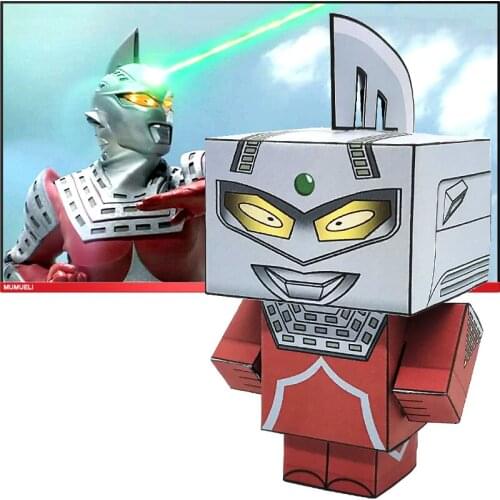 No-glue Ultraman Seven Mini Folding Cutting Cute 3D Paper Model Papercraft Anime Figure DIY Cubee Kids Adult Craft Toys CS-017