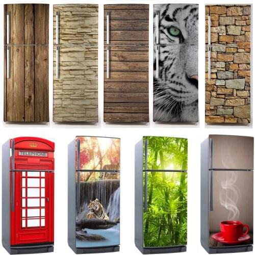 3D Dishwasher Fridge Sticker Refrigerator Wrap Freezer Skin Home Art Fridge Door Cover Wallpaper Renewable Kitchen Accessories