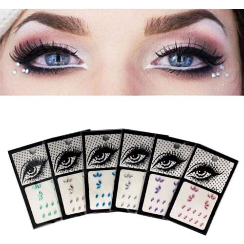 Crystal 3D DIY Single Grain with Glue Eye Sticker Fashion Music Festival Face Makeup Shiny Acrylic Beautiful Tattoo Sticker