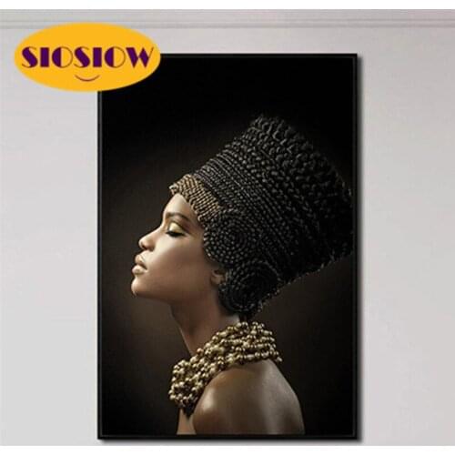 African Woman 5D DIY Diamond Painting Cross-stitch Full Square Round Drill Daimond Mosaic Embroidery Modern Art Decor Home Wall