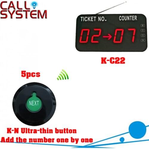 Wireless Queue Management System Wireless Paging Queue System 1 Display and 5 Call Buzzer K-N can add the number one by one