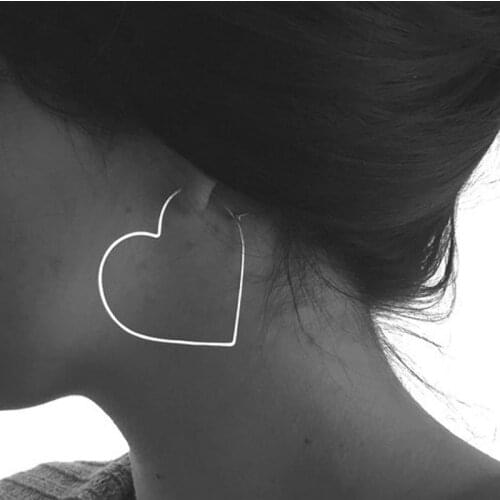 Large Heart Hoop Earrings Womens Charm Big Earrings Stainless Steel silver color Gold Black Rose Gold Filled Female Lady Gifts