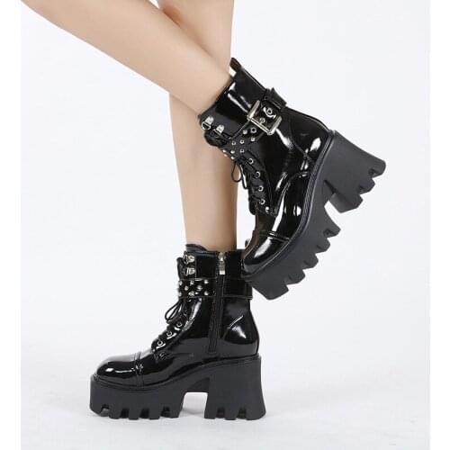 Brand Design Fashion Boots INS Hot Sale Cool Gothic Cosplay Puck Women Ankle Boots Chunky Platform Wedges Shoes Botas De Mujer