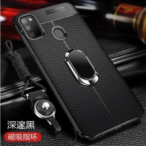 For Samsung Galaxy A21S Case Luxury Leather texture With Stand Ring Magnet protective back cover case for samsung a21s shell