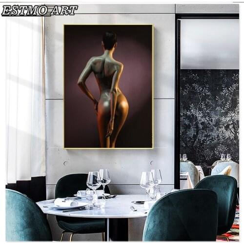 Black Naked Woman Wall Art Canvas Painting for Living Room Figure Poster Europe Unframed Picture Modern Art Home Decor Painting