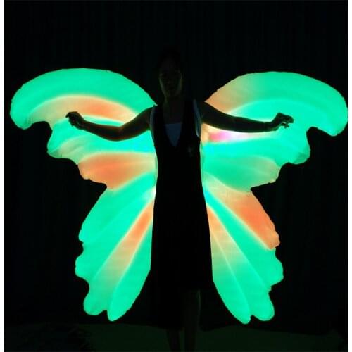 DMX512 Programmable Inflatable led costumes singer wears RGB light wings dj luminous cloak bar led outfit dress full color cloth