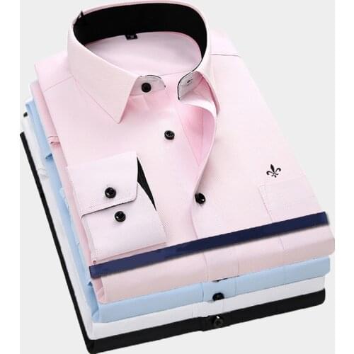 Dudalinas Men Long Sleeved Shirt Slim Fit Style Design Solid Color Business Casual Dress Shirt Male Social Brand Men Clothing