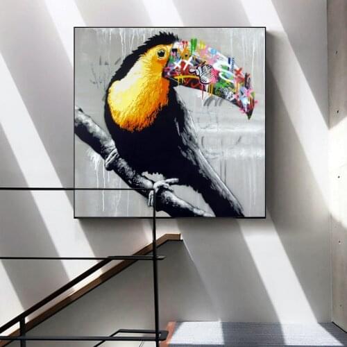 Modern Graffiti Art Animal Posters and Prints Abstract Bird Canvas Painting Wall Pictures for Home Decoration Cuadros No Frame