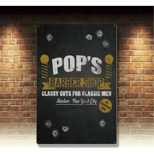 Metal Tin Sign pops barber shop Pub Home Vintage Retro Poster Cafe