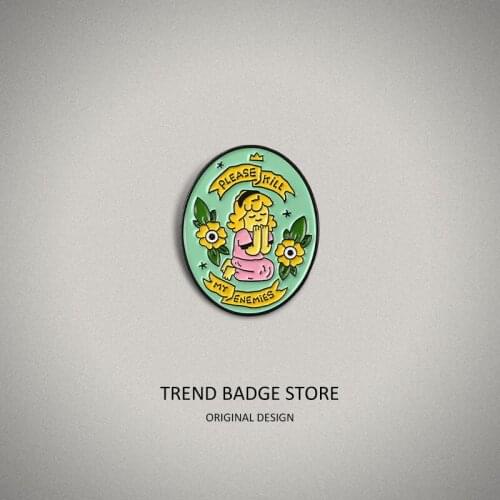 Cute cartoon dripping oil prayer girl alloy brooch feminist versatile enamel brooch