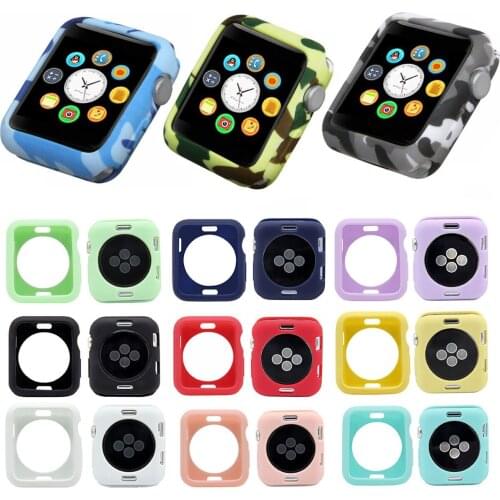 Soft Silicone Case For Apple Watch Series 1 2 3 Cover Camouflage Frame Full Protection For iWatch 42mm 38mm TPU Case
