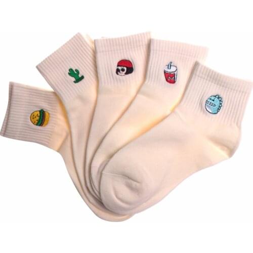 1Pair women Cute Fashion Warm Harajuku Embroidery Socks Girl Women Men Face Party Cartoon Breathable Cotton Socks