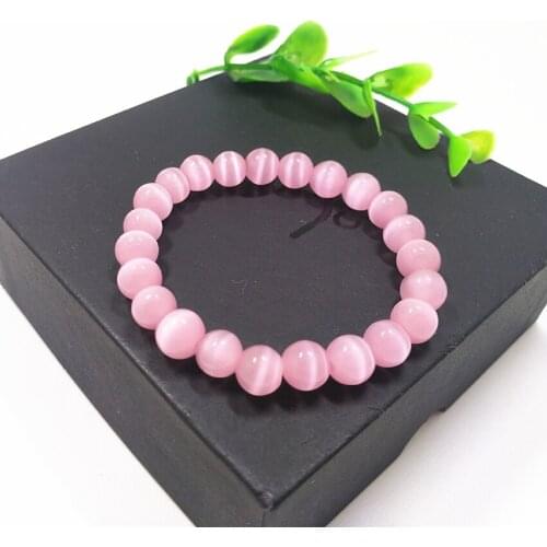 Charms Fashion Women Bracelet Opal Crystal Strand Elastic Rope Bracelets Cat Eye Beads Bangle Wrist Statement Jewelry 7.5" B270