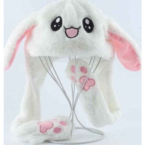 Plush Moving Rabbit Ears Hat Cute Cartoon Toy Hat Kawaii Funny Birthday Gift Bunny Plush Cap Winter Hat For Party Game Gorras