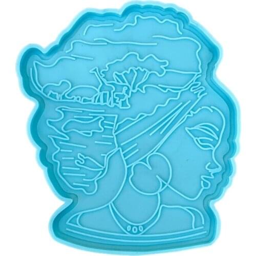 Afro Female Rolling Tray Epoxy Resin Mold African Goddess Fruit Plate Silicone Mould DIY Crafts Jewelry Casting Tool