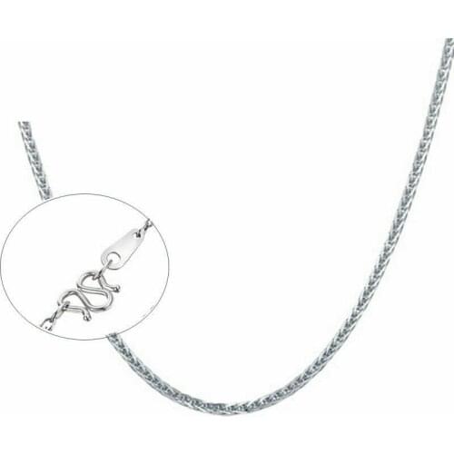 PT950 Real Pure Platinum 950 Chain Women Wheat Link Necklace 16.5inch