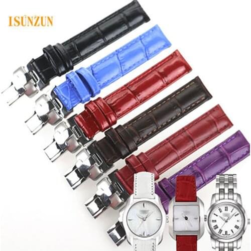 ISUNZUN Women Watchband For Tissot 1853 T02 Watch Band Female Watch Genuine Leather Watch Strap 14mm For Tissot T023 T028