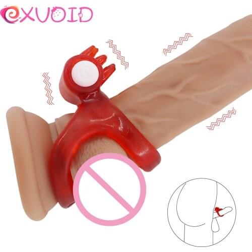 EXVOID Sex Toys for Couples Penis Double Ring Vibrator Delay Ejacualtion Cock Vibrating Ring Sex Shop Clitoris Stimulate