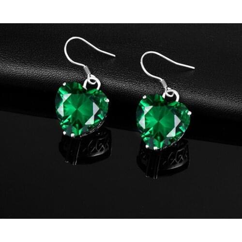 Heart Emerald Dangle Earrings for Women Green Gem Stone Silver Earings 925 Gemstones Earring Handmade Jewelry Gifts for Women