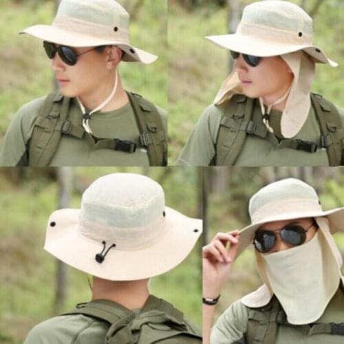 Outdoor Fishing Hat Sun Protection Neck Face Flap Cap Wide Brim For Men Women