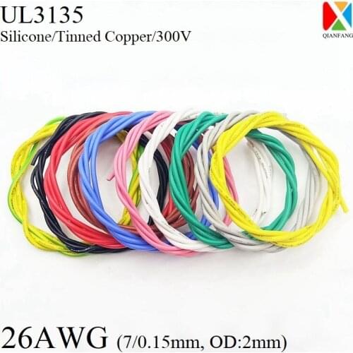 1M 26AWG Silicone Rubber Wire Electron Copper Wire Insulated LED Lamp Lighting Cable Soft Flexible High Temperature Line UL3135