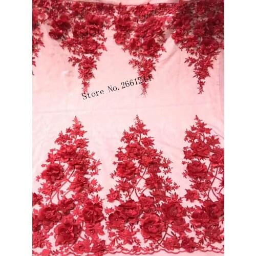 Tulle Lace Fabric 3D flower High Quality Beaded Lace Fabric Beautiful Applique Nigerian Lace Fabric BZL-3416 For Wedding